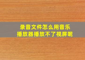 录音文件怎么用音乐播放器播放不了视屏呢