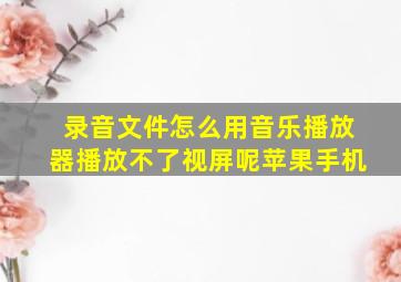 录音文件怎么用音乐播放器播放不了视屏呢苹果手机