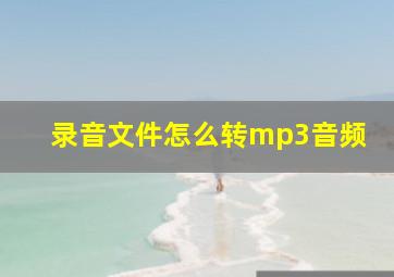 录音文件怎么转mp3音频