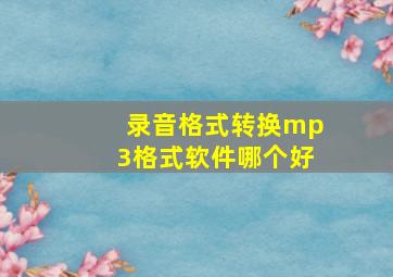 录音格式转换mp3格式软件哪个好