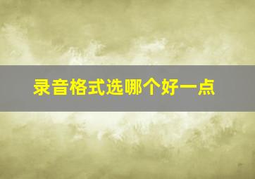 录音格式选哪个好一点