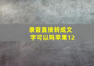 录音直接转成文字可以吗苹果12