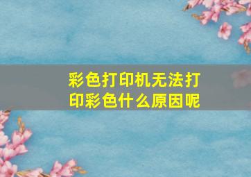 彩色打印机无法打印彩色什么原因呢