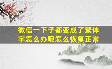 微信一下子都变成了繁体字怎么办呢怎么恢复正常