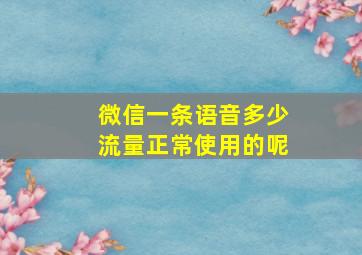 微信一条语音多少流量正常使用的呢