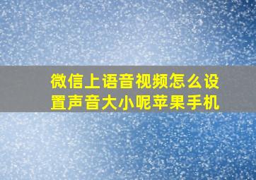 微信上语音视频怎么设置声音大小呢苹果手机