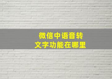 微信中语音转文字功能在哪里