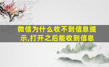 微信为什么收不到信息提示,打开之后能收到信息