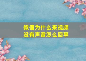 微信为什么来视频没有声音怎么回事