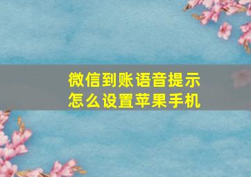 微信到账语音提示怎么设置苹果手机