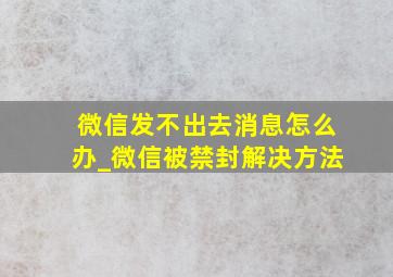 微信发不出去消息怎么办_微信被禁封解决方法