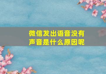 微信发出语音没有声音是什么原因呢