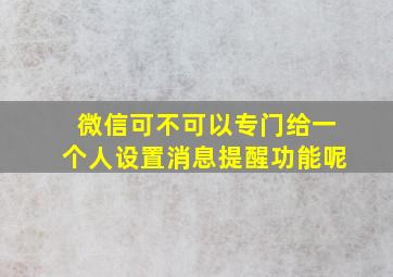 微信可不可以专门给一个人设置消息提醒功能呢