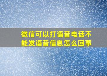 微信可以打语音电话不能发语音信息怎么回事