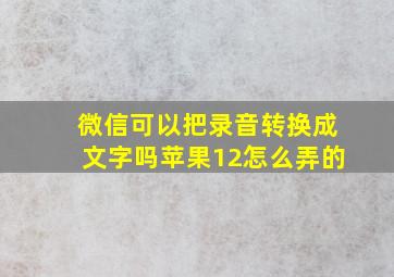 微信可以把录音转换成文字吗苹果12怎么弄的