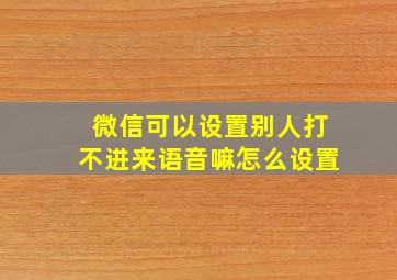 微信可以设置别人打不进来语音嘛怎么设置