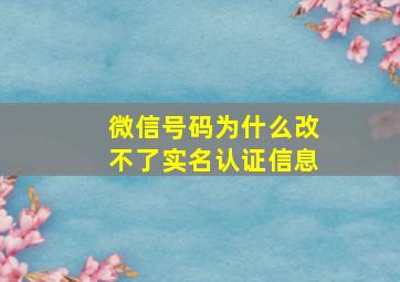 微信号码为什么改不了实名认证信息