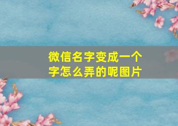 微信名字变成一个字怎么弄的呢图片