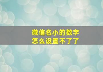 微信名小的数字怎么设置不了了