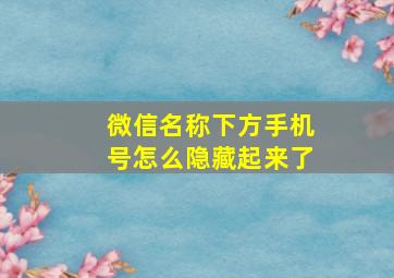 微信名称下方手机号怎么隐藏起来了