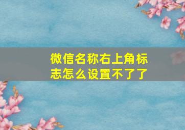 微信名称右上角标志怎么设置不了了