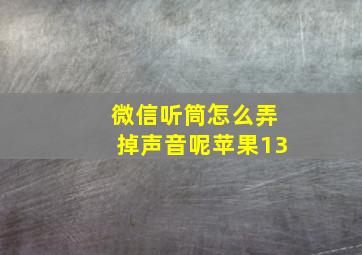 微信听筒怎么弄掉声音呢苹果13