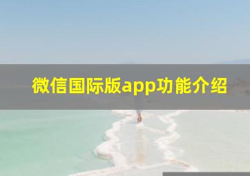 微信国际版app功能介绍