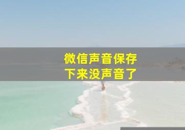 微信声音保存下来没声音了