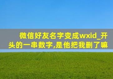 微信好友名字变成wxid_开头的一串数字,是他把我删了嘛