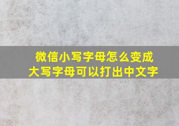 微信小写字母怎么变成大写字母可以打出中文字