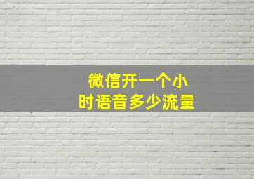 微信开一个小时语音多少流量