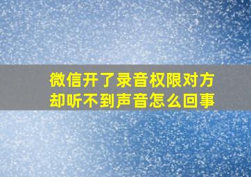 微信开了录音权限对方却听不到声音怎么回事