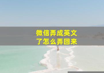 微信弄成英文了怎么弄回来