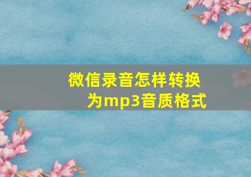 微信录音怎样转换为mp3音质格式