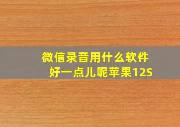 微信录音用什么软件好一点儿呢苹果12S