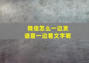 微信怎么一边发语音一边看文字呢