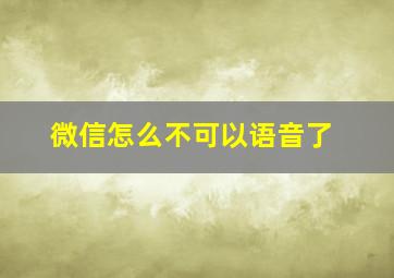 微信怎么不可以语音了