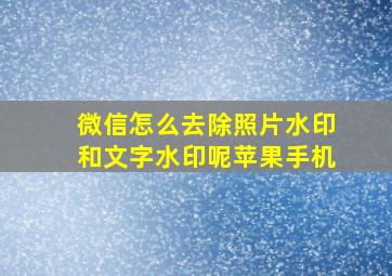 微信怎么去除照片水印和文字水印呢苹果手机