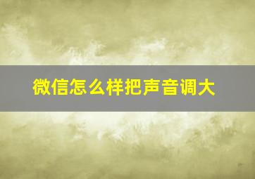 微信怎么样把声音调大