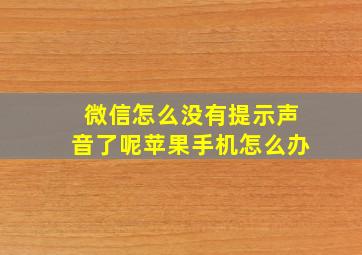 微信怎么没有提示声音了呢苹果手机怎么办