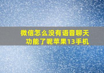 微信怎么没有语音聊天功能了呢苹果13手机