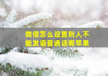 微信怎么设置别人不能发语音通话呢苹果