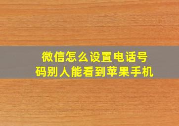 微信怎么设置电话号码别人能看到苹果手机