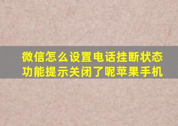 微信怎么设置电话挂断状态功能提示关闭了呢苹果手机