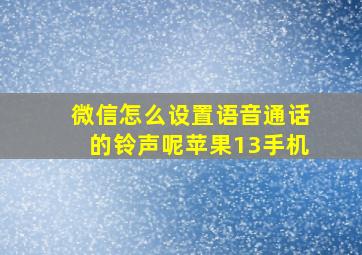 微信怎么设置语音通话的铃声呢苹果13手机