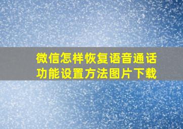 微信怎样恢复语音通话功能设置方法图片下载