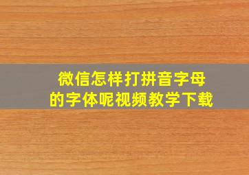 微信怎样打拼音字母的字体呢视频教学下载