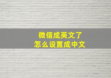 微信成英文了怎么设置成中文