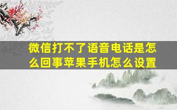 微信打不了语音电话是怎么回事苹果手机怎么设置