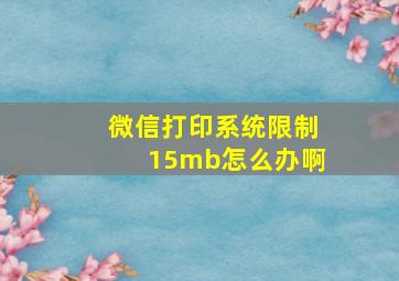 微信打印系统限制15mb怎么办啊